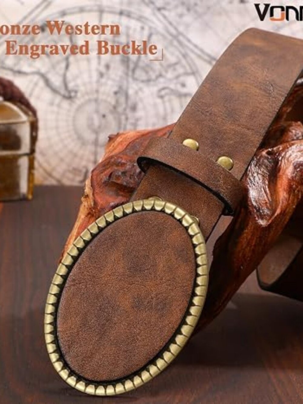 Men’s Western Cowboy PU Leather Belt | Vintage Oval Buckle | Casual Jeans Pant